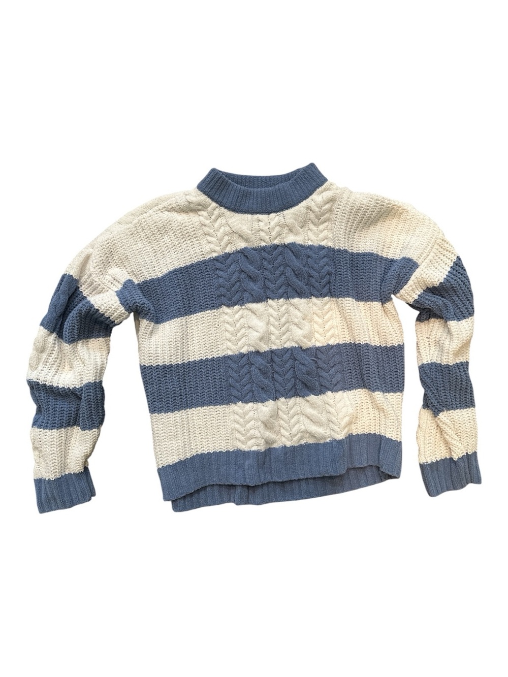 abercrombie kids Blue and Cream Striped Cozy Sweater